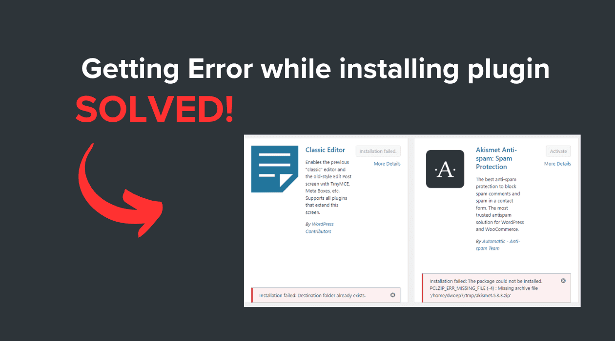 error while installing plugin