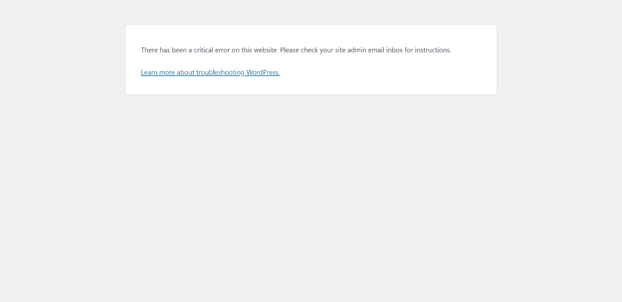 WordPress critical error